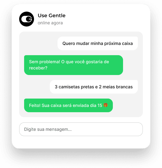 Conversa no WhatsApp com a Gentle sobre a próxima caixa